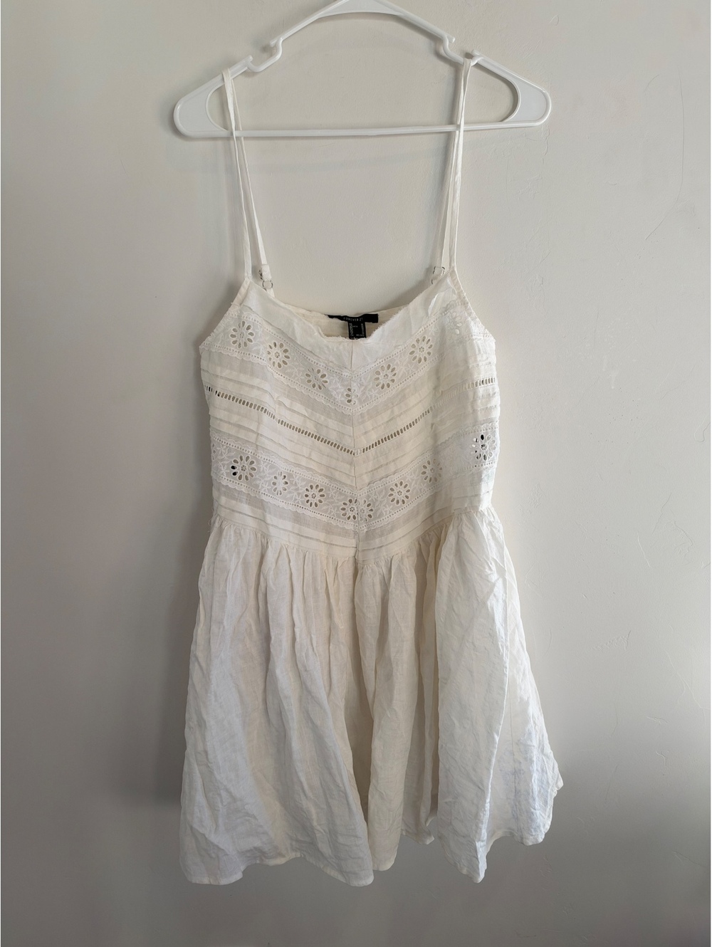 Forever 21 White Eyelet Lace Mini Dress Size Medium Cottagecore